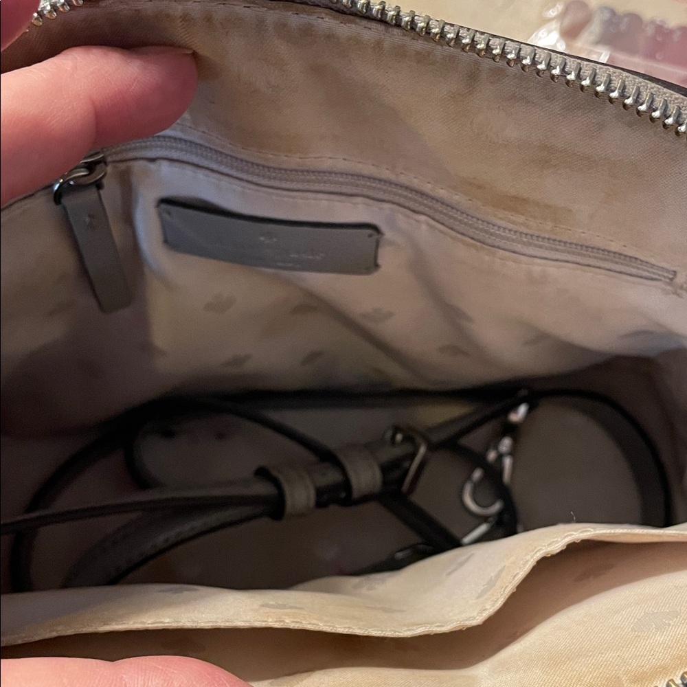 Kate Spade Gray pebble Leather Satchel 8”x10” with cross body strap included - Picture 4 of 8